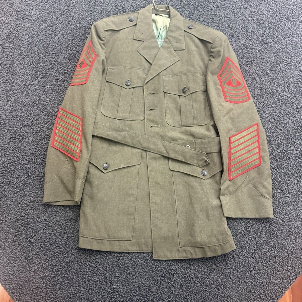 USMC Marine Corps Alpha Green Service Jacket Military Coat 38 MGYSGT Read!